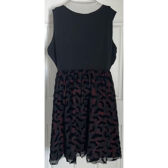 Hot Topic Plaid Bat Mesh Overlay Skater Dress (2X) - Picture 2 of 7